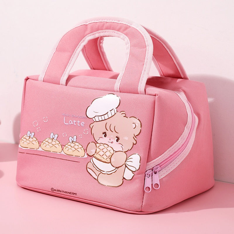 Cute Cartoon Lunch Box Bag Large Capacity Heat Preservation Handbag Convenient Bag Student Lunch Bag