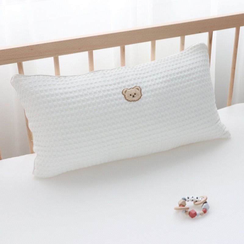 ins pure cotton embroidered bear bedside pillow