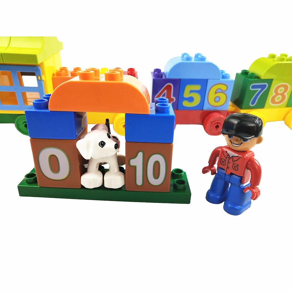 50pcs Large particles Numbers Train Building Blocks Bricks Educational Baby City Toys Compatible With LegoINGly Duplo
