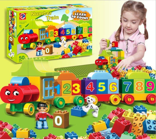 50pcs Large particles Numbers Train Building Blocks Bricks Educational Baby City Toys Compatible With LegoINGly Duplo