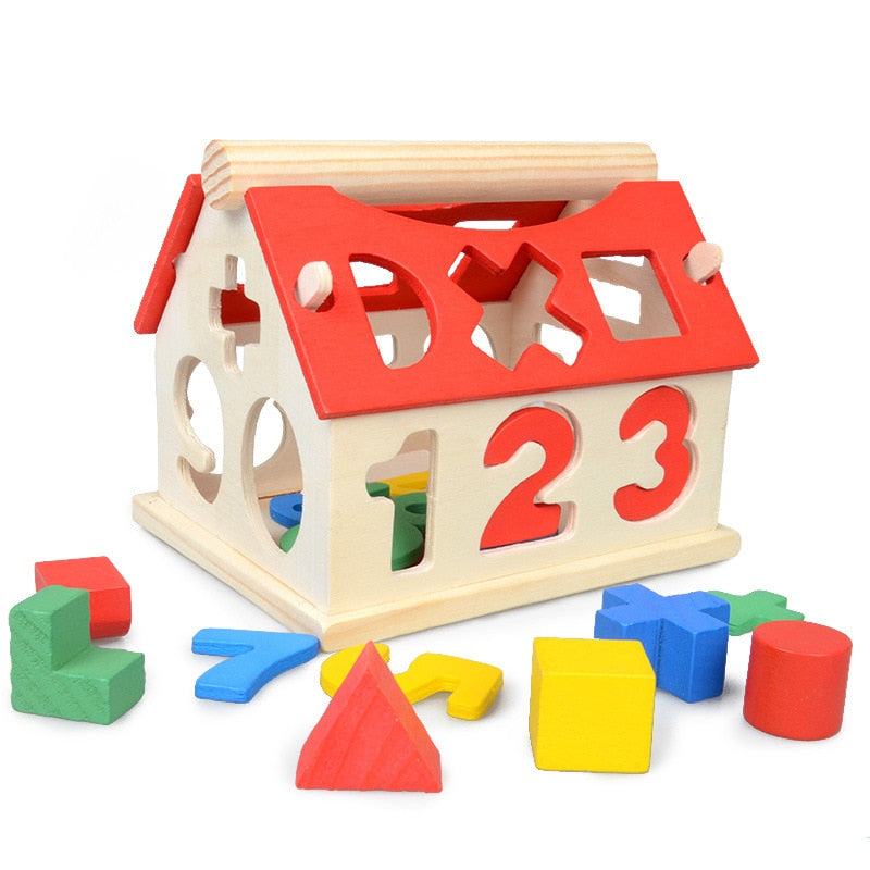 Wooden Toys House Number Letter Educational Building Blocks