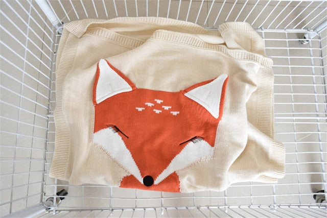 Baby Blanket Fox Animals Pattern Sleep Bag Soft Warm Wool Swaddle Kids Bath Towel Play Mat Decorative blankets 73x110cm