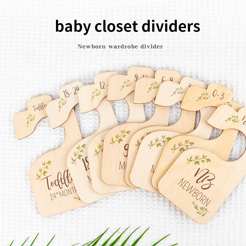8 Pack Wooden Baby Hangers Nursery Closet Clothes Size Divider Double Sided Wooden Closet Divider