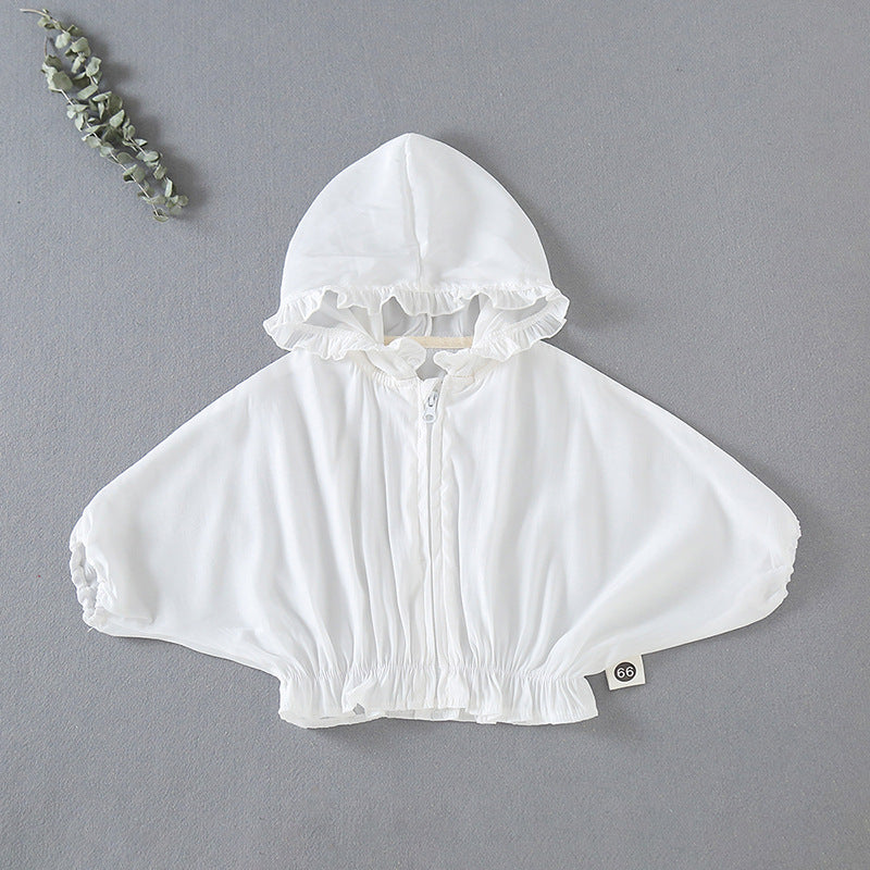 Children's Air-Conditioning Shirt Newborn Solid Color Chiffon Hooded Top