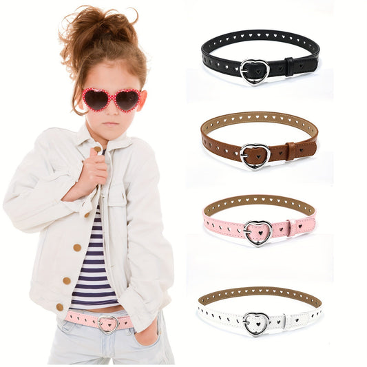 Hot selling children's punk belt, student boys and girls, jeans with heart-shaped hollowed out heart belt, female