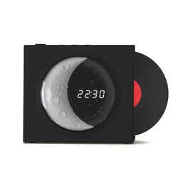 Creative Retro CD Design Bluetooth 3D Stereo Speaker Desktop Moon Lamp Clock Half Moon Starry Sky Atmosphere Night Light