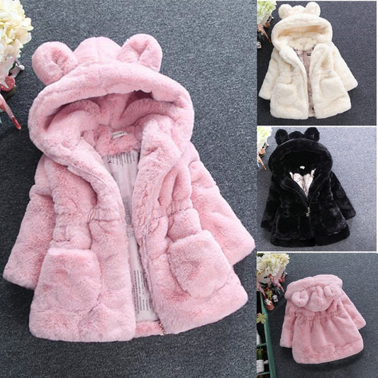 Winter Baby Girls Clothes Faux Fur Fleece Coat