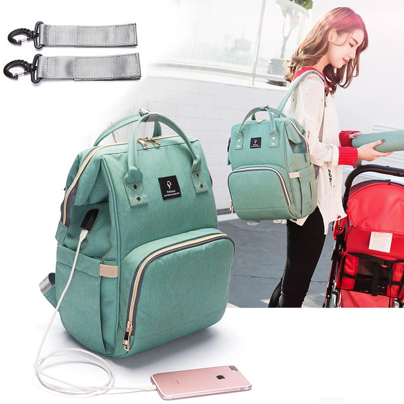 Diaper Bag USB Large Capacity Nappy Bag Waterproof Mom Maternity Travel Backpack Desinger Nursing Bag Baby Care Stroller Handbag