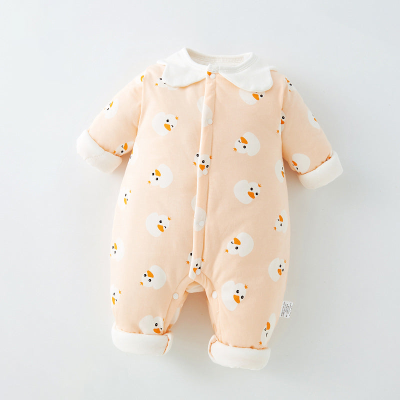 Baby Warm Onesie Cotton Thickened Cotton Winter Baby Harness Crawling Clothes Spring And Autumn Newborn Sleeping Bag Outside