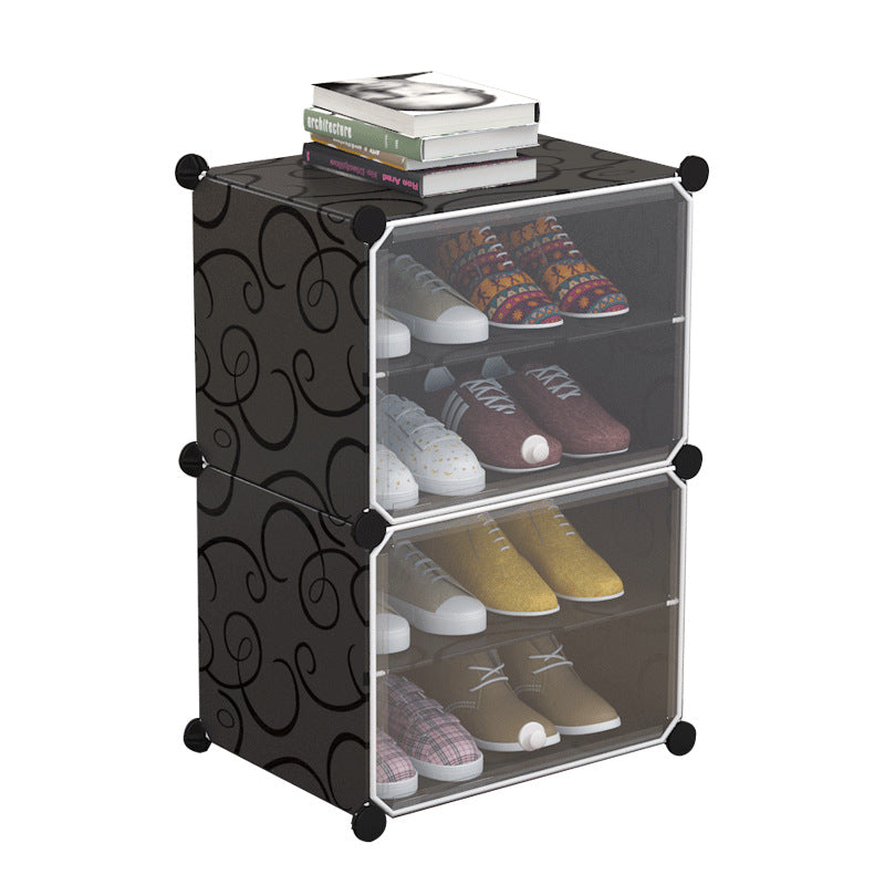 Simple Shoe Rack Assembly Shoe Cabinet Plastic Storage Rack Dust Proof Door Household Multi-Function Rack Economical Storage