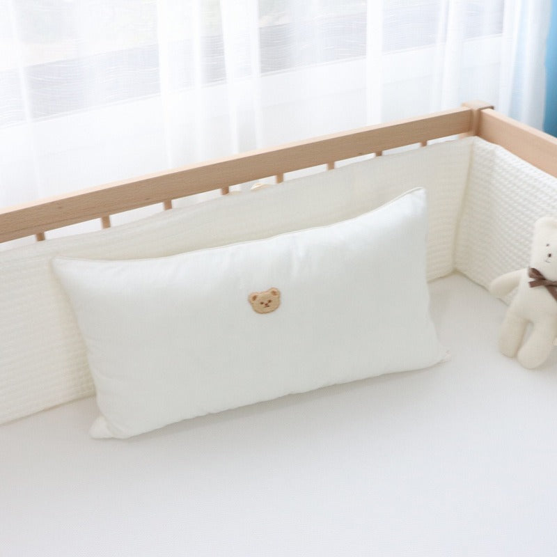 ins pure cotton embroidered bear bedside pillow