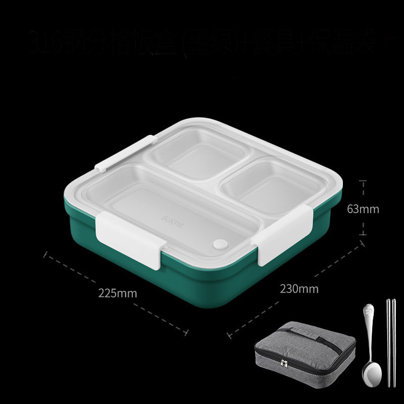 Stainless Steel Water Heating Lunch Box Compartment Double Bento Box