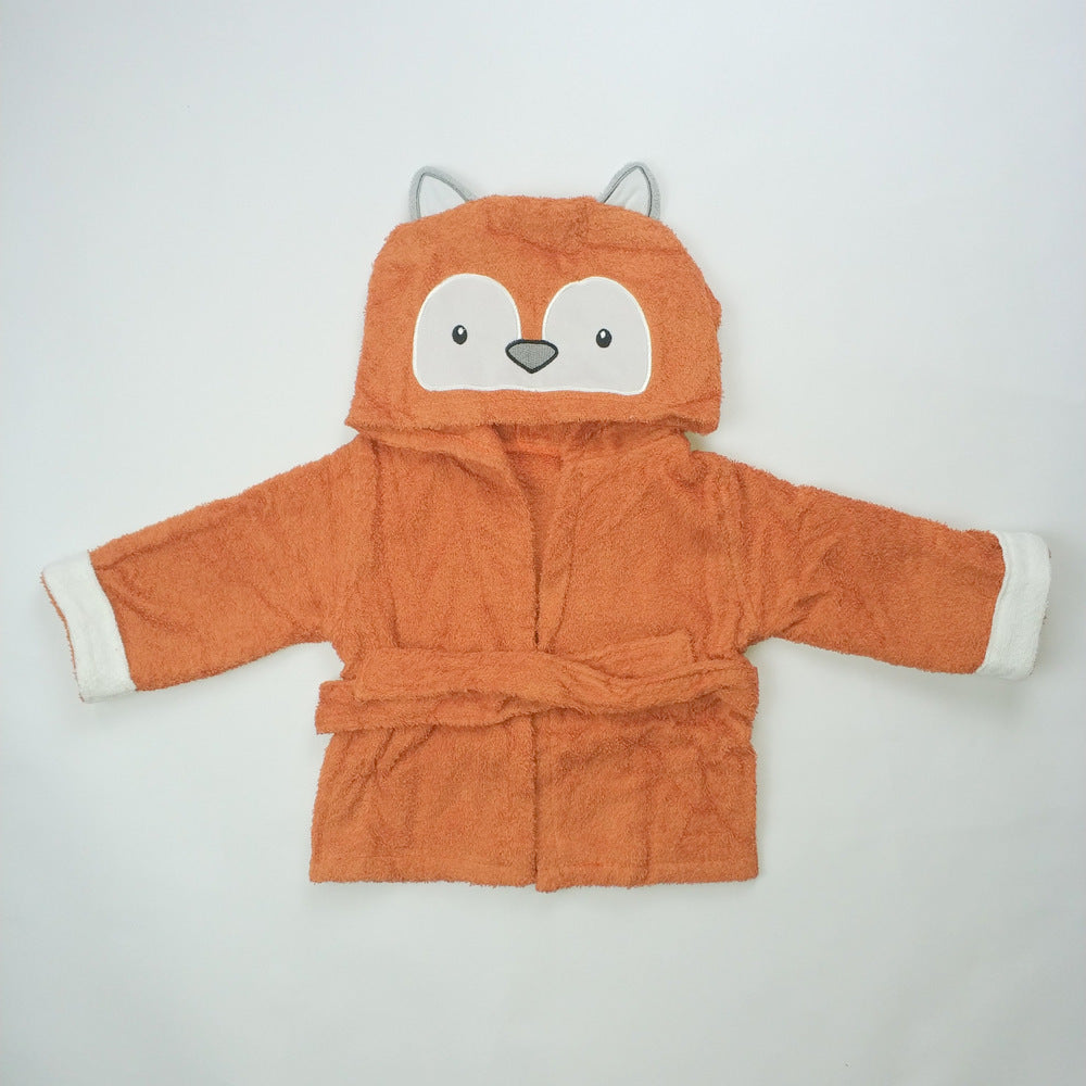 Children's Cardigan Hooded Animal Bathrobe Baby Home Clothes Cotton Towel Material Baby Absorbent Bath Towel