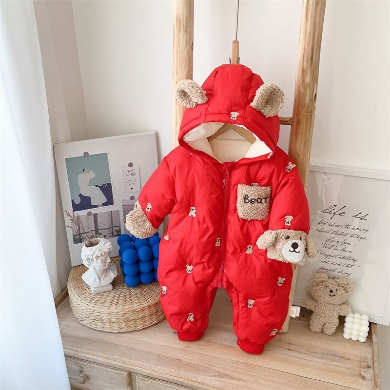 Baby's Winter Clothes Plush Thick Cotton Padded Clothes Baby's Lovely One-Piece Clothes Winter Climbing Clothes Cotton Padded Jacket