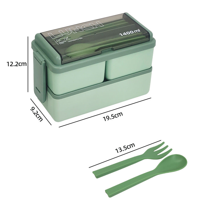 Double layer plastic lunch box, bento box, microwave sealed and insulated lunch box