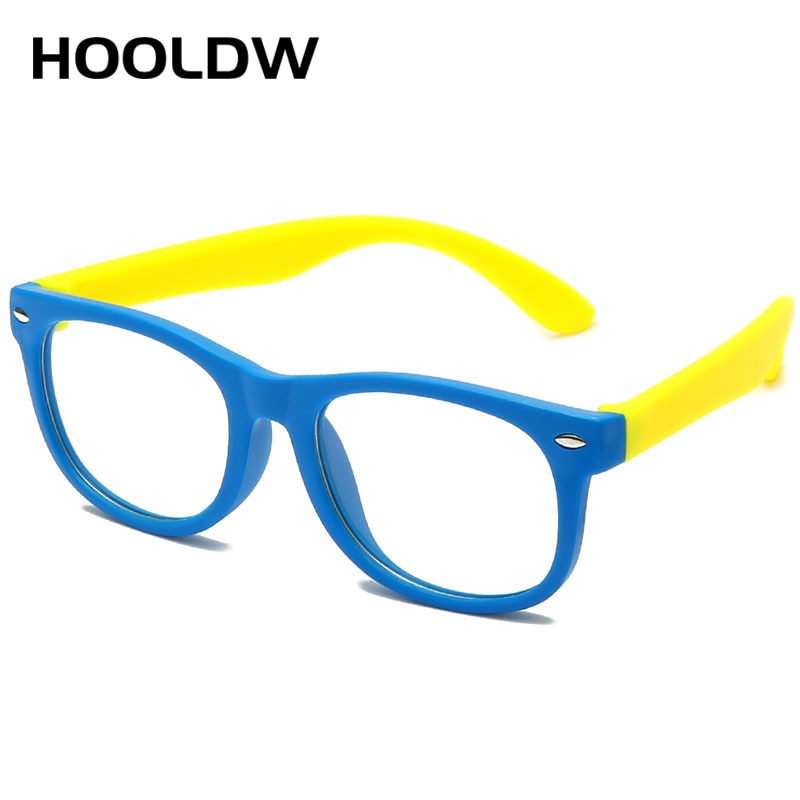 HOOLDW Anti blue Light Kids Glasses Children Square Optical Frame Eyeware Boy Girls Square Computer Transparent Eyeglasses UV400