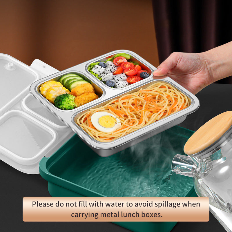 Stainless Steel Water Heating Lunch Box Compartment Double Bento Box