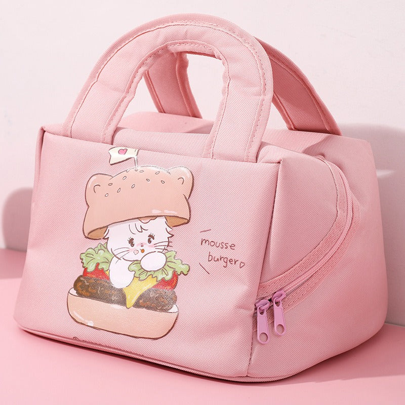 Cute Cartoon Lunch Box Bag Large Capacity Heat Preservation Handbag Convenient Bag Student Lunch Bag