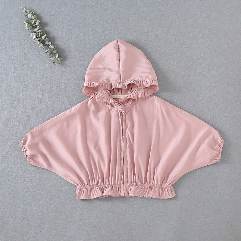 Children's Air-Conditioning Shirt Newborn Solid Color Chiffon Hooded Top