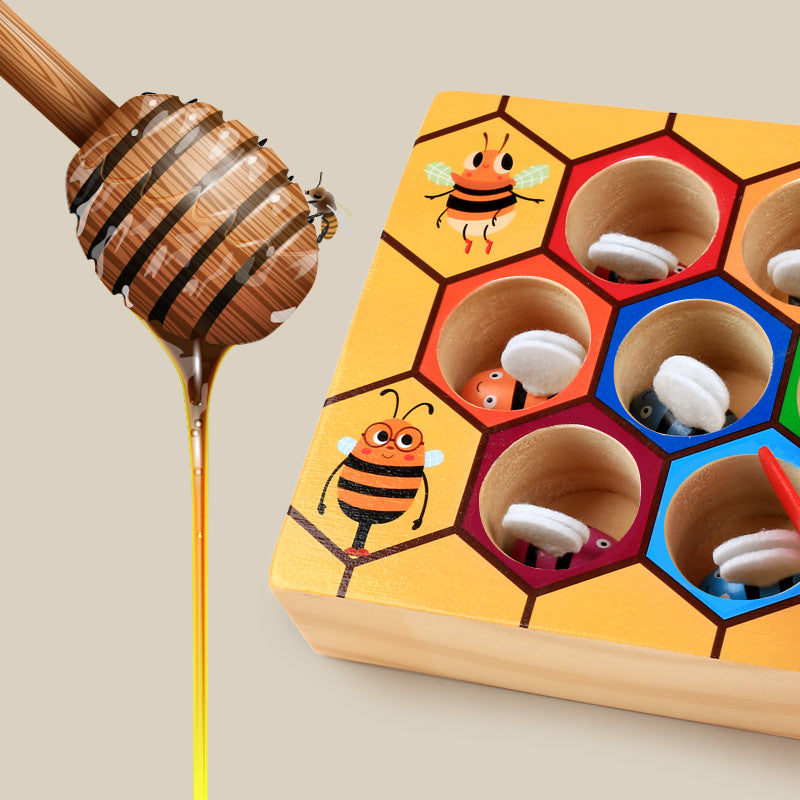 Logwood baby wooden Novelty & Gag Toys Beehive game learning Education toy Bee table game Children gifts