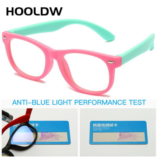 HOOLDW Anti blue Light Kids Glasses Children Square Optical Frame Eyeware Boy Girls Square Computer Transparent Eyeglasses UV400