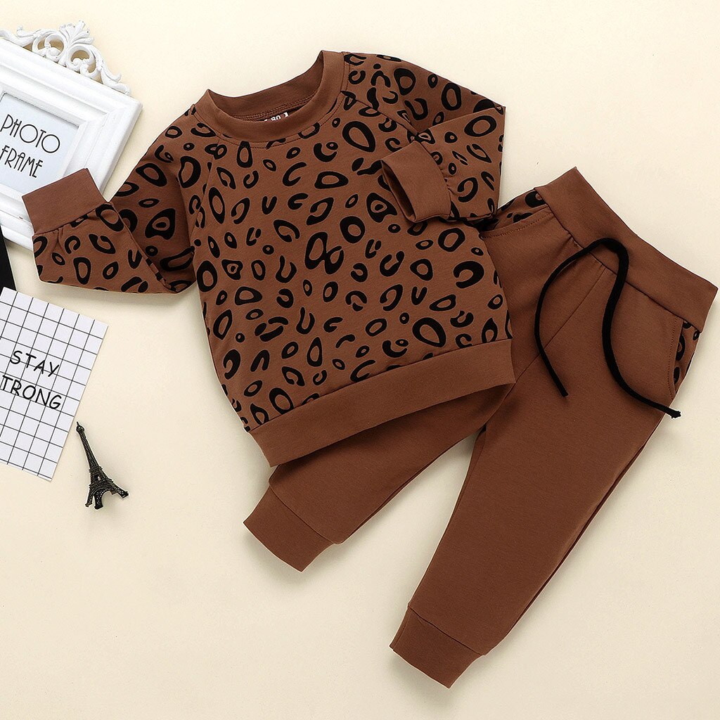 Leopard Print Long Sleeve Loose T and Pants