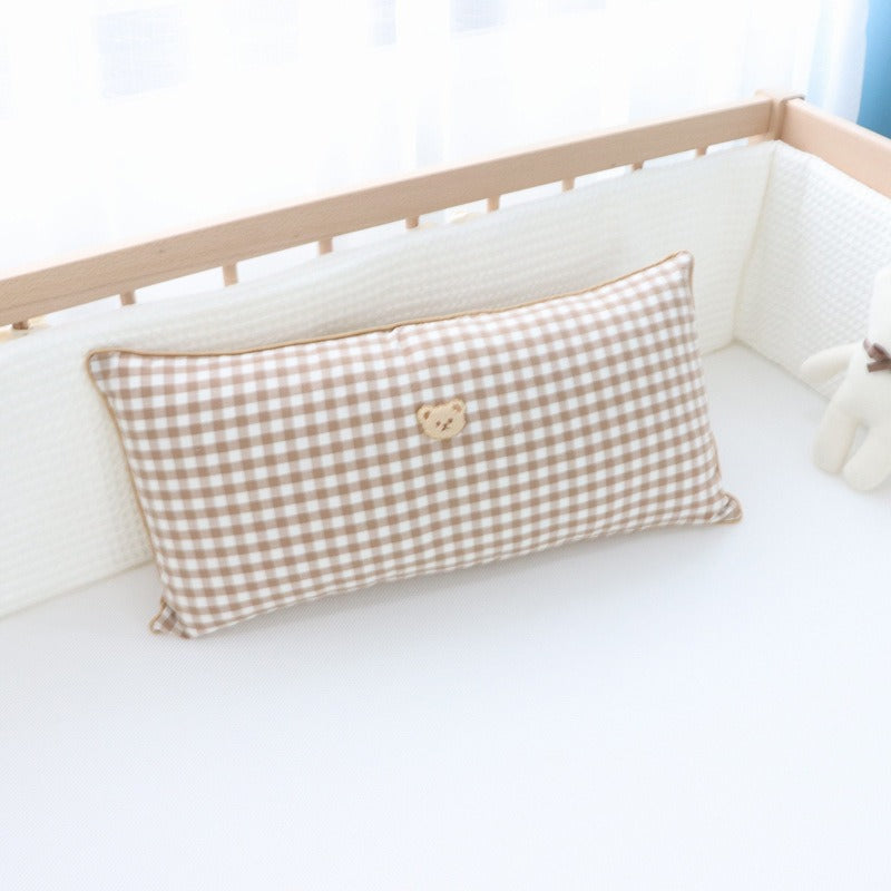 ins pure cotton embroidered bear bedside pillow