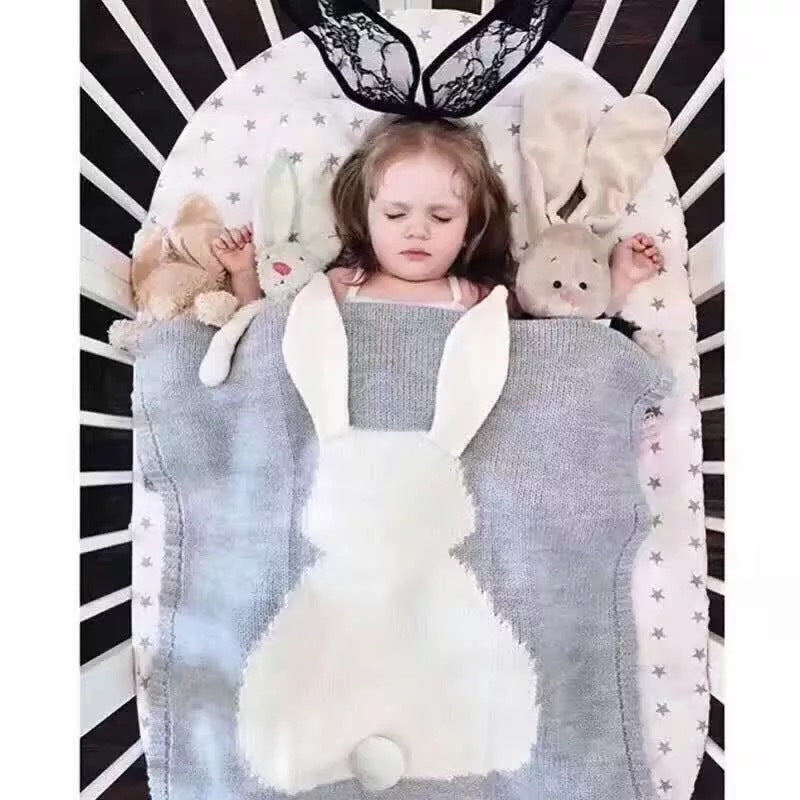 Ins Baby Blanket Children's Nap Blanket Baby Boys and Girls Knitted Blanket Cute Rabbit Air Conditioning Wool Blanket