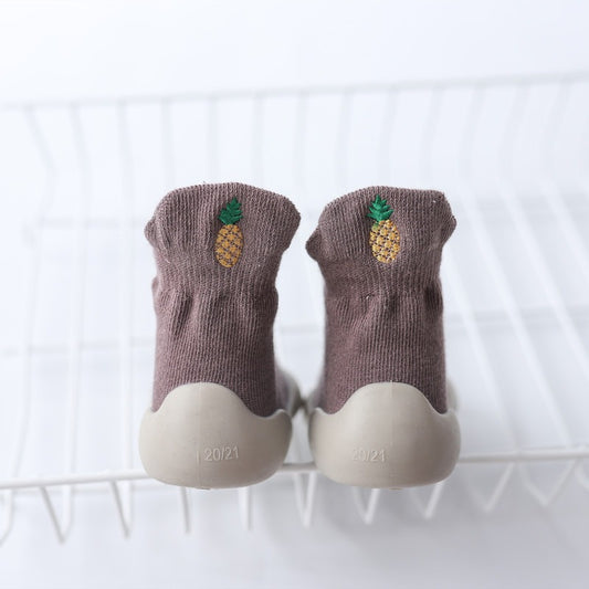 Autumn New Soft Sole Baby Walking Shoes Knitted Embroidered Baby Floor Socks Shoes Avocado Children's Socks
