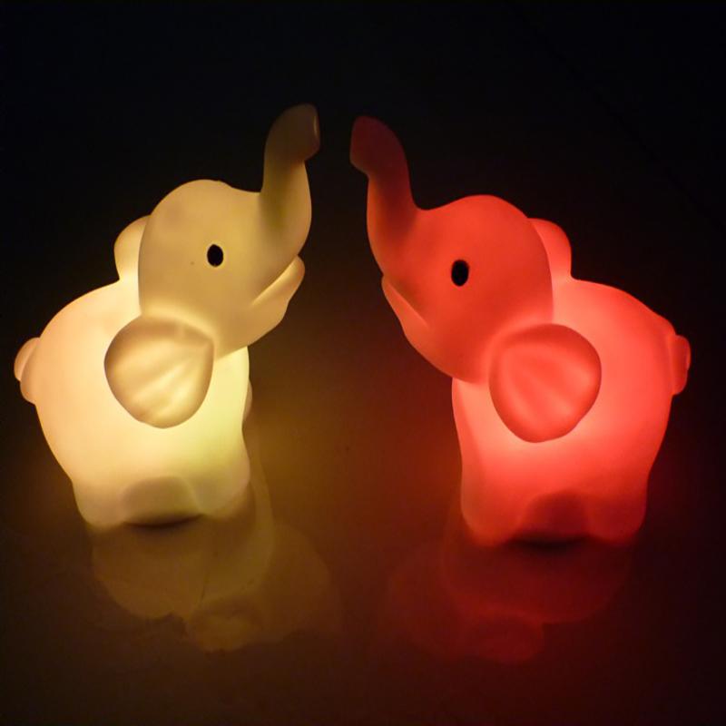 1 Pcs 7 Color Changing Elephant LED Night Light Lamp Children Gift For Kids Party Decor