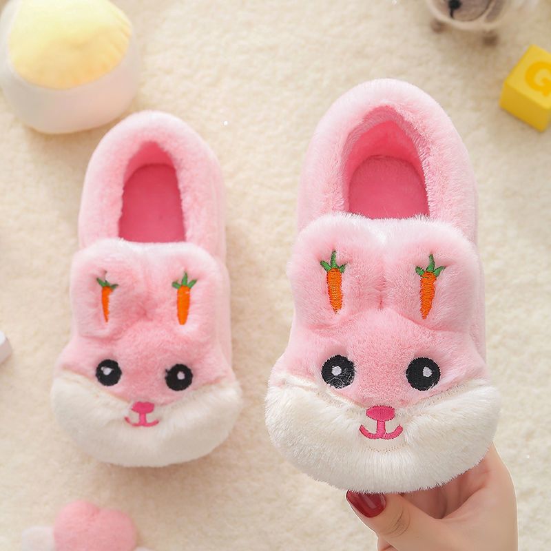Kids Cotton Slides Autumn Winter Indoor Non-slip Cute Rabbit Non-slip Kids Shoes Home Slippers Fashion Baby Boys Girls Slippers