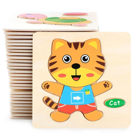 3D Puzzle Wooden Toys For Children Cartoon Animal Vehicle Wood Jigsaw Kids Baby Early Educational Learning Toy #L505