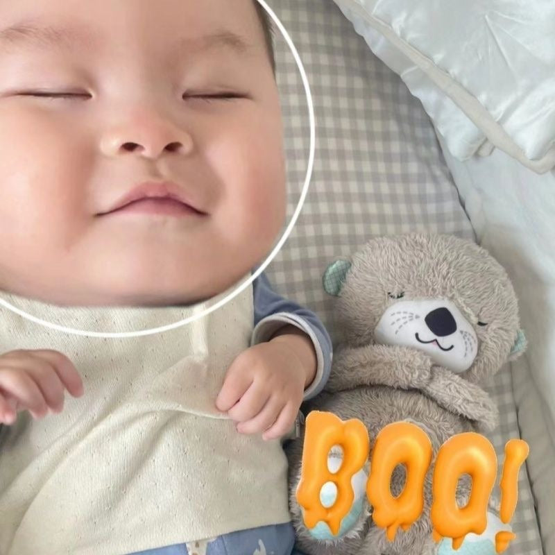 Baby comfort doll sleep toy breathing baby otter breathing bear baby toy music early education doll