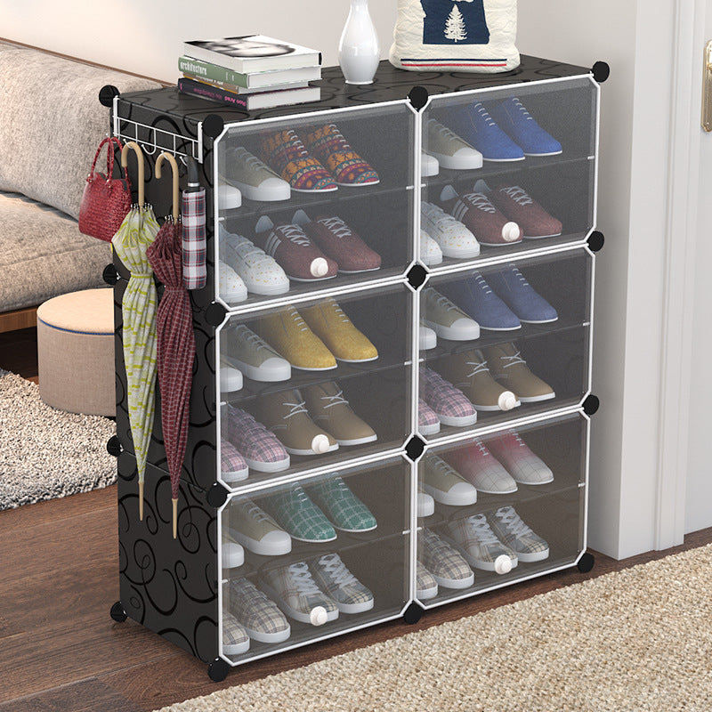 Simple Shoe Rack Assembly Shoe Cabinet Plastic Storage Rack Dust Proof Door Household Multi-Function Rack Economical Storage