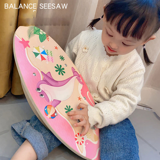Wooden Early Education Children's Balance Board Training Balance Curved Board Bending Seesaw Puzzle Home Toy Seesaw
