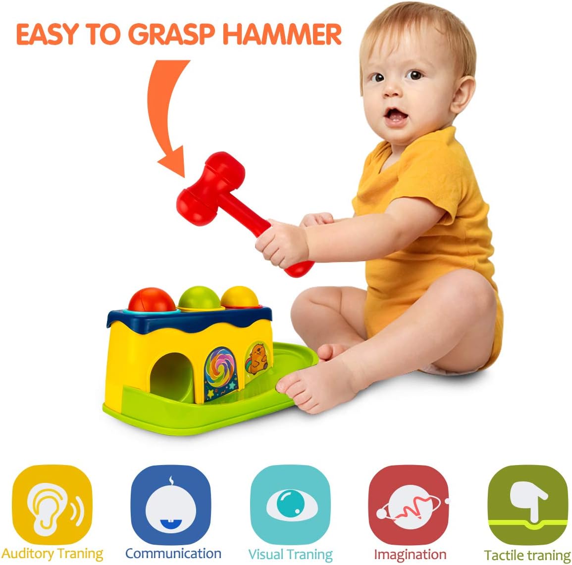 Baby Puzzle Knocking, Music Knocking, Music Knocking, Ball Knocking, Early Education Children Knocking, Small Hammer, Piling Table Knocking, Toy Knocking Baby Toys for 6 to 12-18 Months