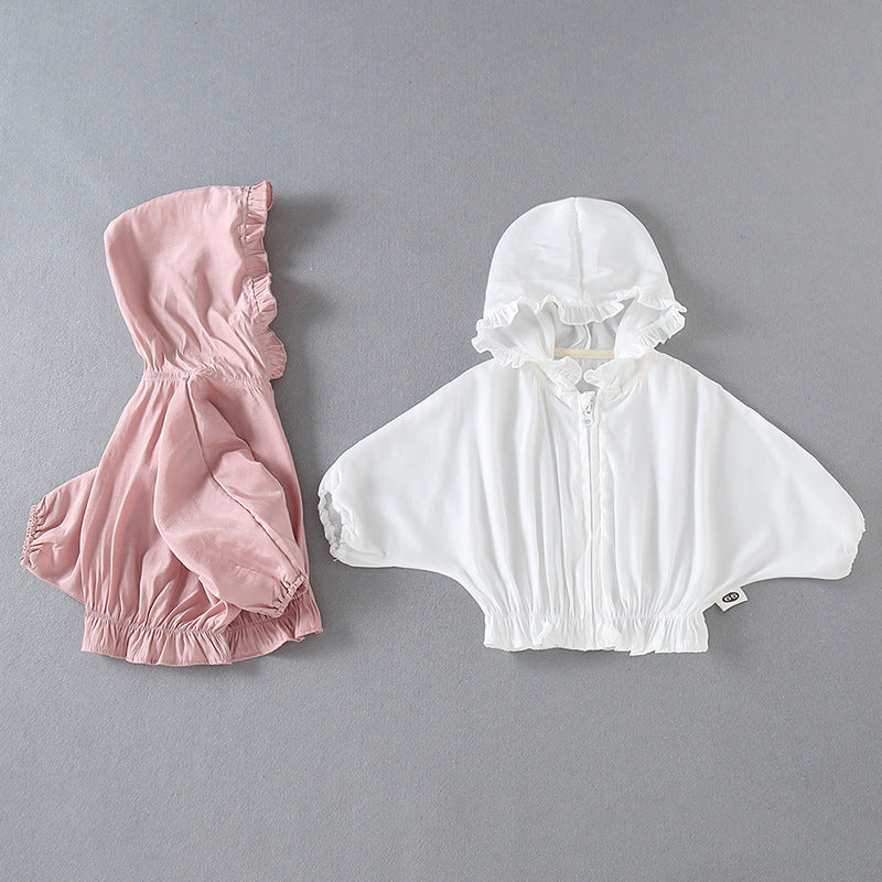 Children's Air-Conditioning Shirt Newborn Solid Color Chiffon Hooded Top