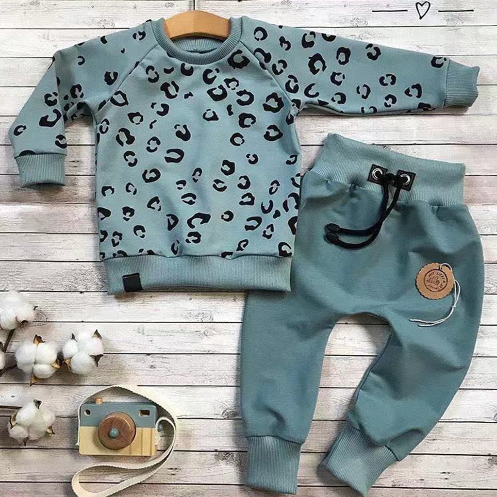 Leopard Print Long Sleeve Loose T and Pants