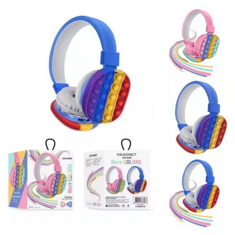 AH-806E New Net Red Head-Mounted Private Model Simple Cute Rainbow Bluetooth Stereo Headset