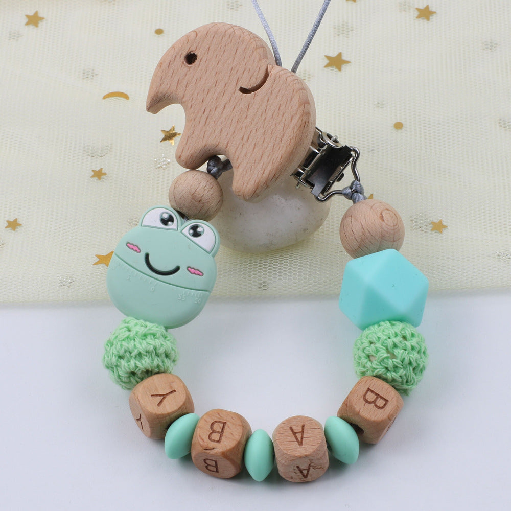 Cartoon frog silicone pacifier chain baby beech tooth glue chain toy anti-drop chain