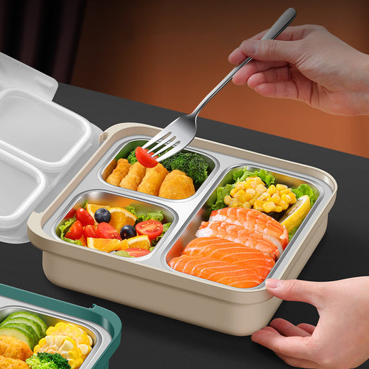 Stainless Steel Water Heating Lunch Box Compartment Double Bento Box