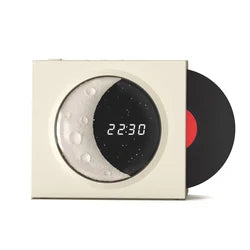 Creative Retro CD Design Bluetooth 3D Stereo Speaker Desktop Moon Lamp Clock Half Moon Starry Sky Atmosphere Night Light