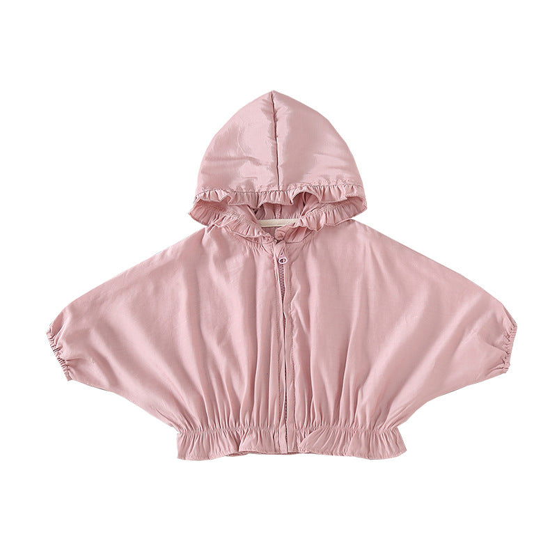 Children's Air-Conditioning Shirt Newborn Solid Color Chiffon Hooded Top