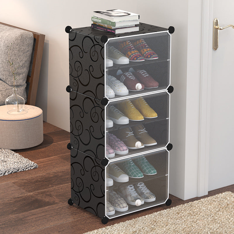 Simple Shoe Rack Assembly Shoe Cabinet Plastic Storage Rack Dust Proof Door Household Multi-Function Rack Economical Storage