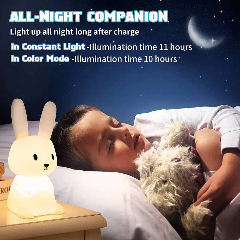 Rabbit Silicone Table Lamp Bedroom Bedside Lamp Sleeping Baby Feeding Eye Care Children Sleeping Paip Gradient Lamp