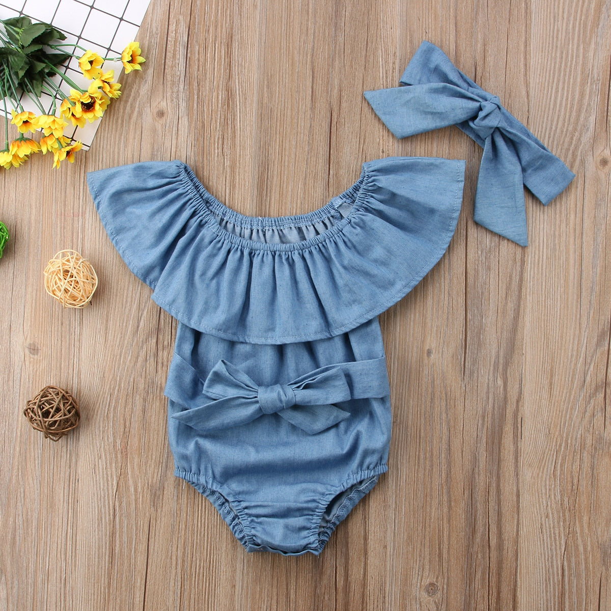 Baby Girls Front Bowknot Bodysuit