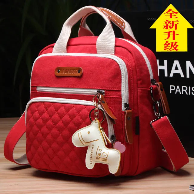 Multifunction Diaper Bag Backpack Mother Care Hobos Bags, Baby Stroller Bags Nappy Bag for Mom with Horse Ornaments