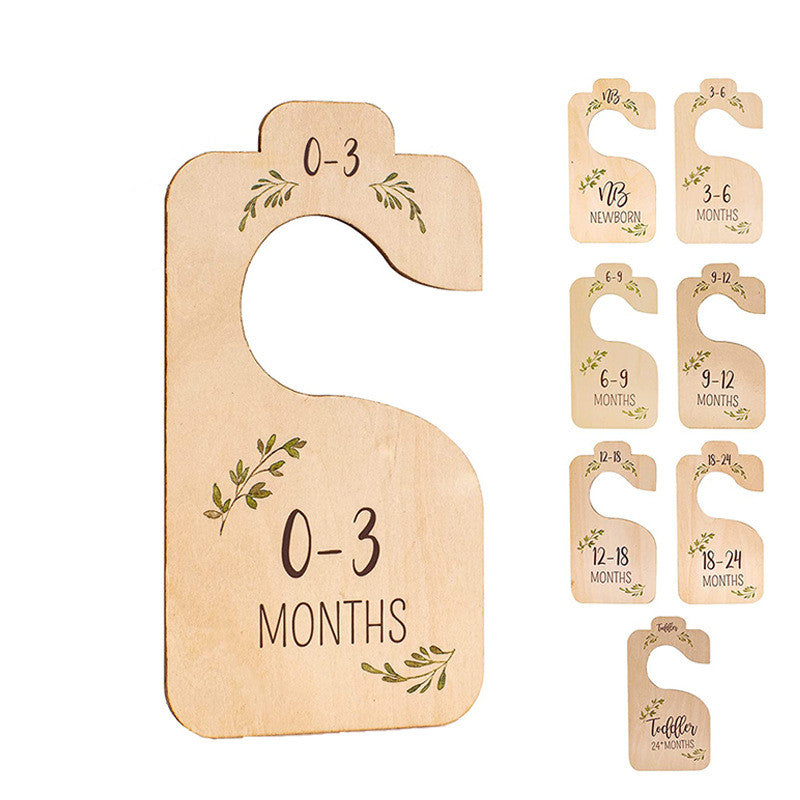 8 Pack Wooden Baby Hangers Nursery Closet Clothes Size Divider Double Sided Wooden Closet Divider