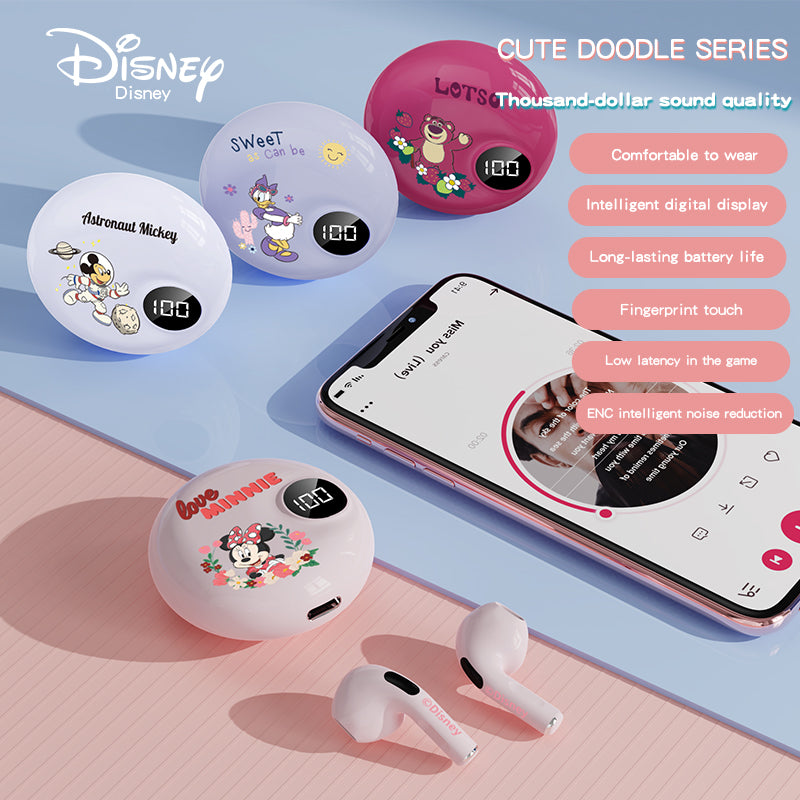 New Minnie Mickey Digital Display Bluetooth Headset Co-Branded Bluetooth Headset Apro6 Half In-Ear TWS