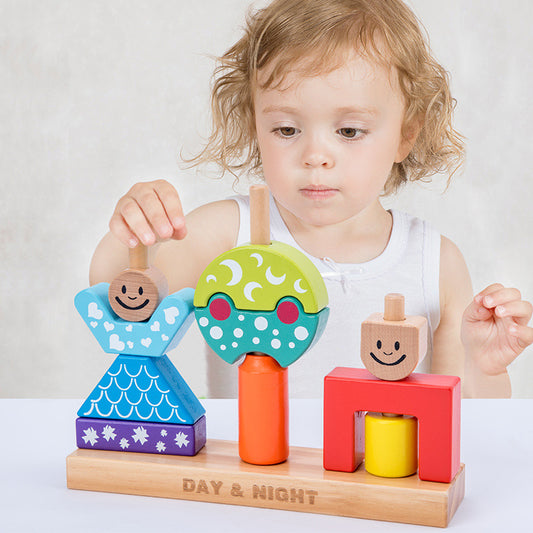 Magic Box Day And Night Children's Educational Creative Piecing Wooden Building Blocks Baby Early Education Toys